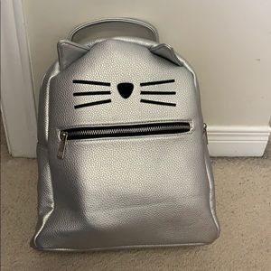 Cute Silver Kitty Backpack